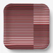 Assiettes En Carton Rouge, Gris, Noir, Rayures Blanches (Recto)