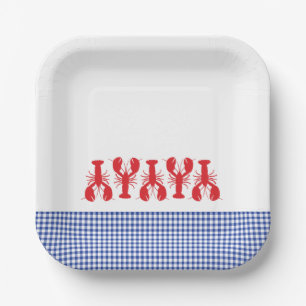 Assiettes En Carton Rouge Homard Bleu Blanc En vichy Plaque de fête cô