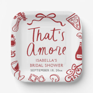 Assiettes En Carton Rouge Italien C'est l'Amour Pizza Pâtes Réception 