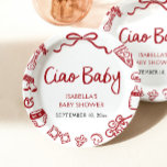 Assiettes En Carton Rouge Italien Main Tirée Pizza Ciao Baby shower bé<br><div class="desc">🍕 ❤️ Célébrez la dolce vita avec nos Plaques en papier Baby shower rouge italien à la main de Pizza Ciao Baby! Conçues avec des pizzas fantaisistes, des bols de pâtes, des branches d'oliviers et des doodles italiens dans une audacieuse palette rouge et blanc, ces assiettes sont parfaites pour servir...</div>