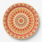 Assiettes En Carton Rouge Jaune Orange Summer Sun Mandala Motif (Devant)