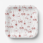 Assiettes En Carton Rouge Monogramme Bauble Ornements Motif Noël (Recto)