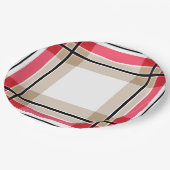 Assiettes En Carton Rouge noir blanc plaid (Angle)