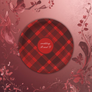 Assiettes En Carton rouge noir écossais celtique tartan mariage motif