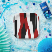 Assiettes En Carton Rouge noir et blanc abstrait (Fête)