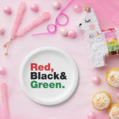 Assiettes En Carton Rouge, Noir et Vert. (Fête)