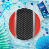 Assiettes En Carton Rouge, noir, noir et blanc (Fête)