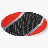 Assiettes En Carton Rouge, noir, noir et blanc (Angle)