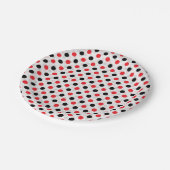 Assiettes En Carton Rouge noir Pois Textile Motif Design (Angle)