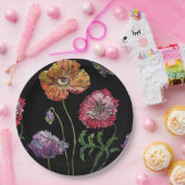 Assiettes En Carton Rouge Pavot foncé Fleurs Motif Papier Plaque (Fête)