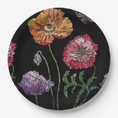 Assiettes En Carton Rouge Pavot foncé Fleurs Motif Papier Plaque (Devant)