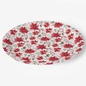 Assiettes En Carton Rouge poinsettia Fleurs de Noël Berries Fêtes (Angle)