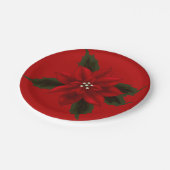 Assiettes En Carton Rouge Poinsettia Noël 7" (Angle)