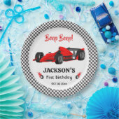 Assiettes En Carton Rouge Racing voiture de 1er anniversaire plus mode (Fête)