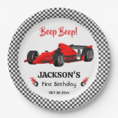 Assiettes En Carton Rouge Racing voiture de 1er anniversaire plus mode (Devant)