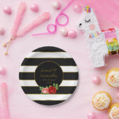 Assiettes En Carton Rouge Rose, Noir, Blanc & Or - (Fête)