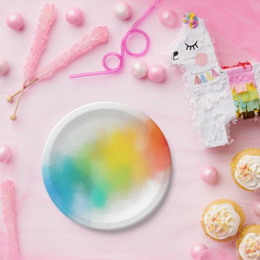 Assiettes En Carton Rouge rose tendance bleu violet vert jaune moderne (Fête)