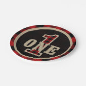 Assiettes En Carton Rouge rustique Buffle Noir Plaid 1ère fête d'anniv (Angle)