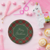 Assiettes En Carton Rouge rustique et Tartan vert Plaid Noël (Fête)