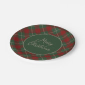 Assiettes En Carton Rouge rustique et Tartan vert Plaid Noël (Angle)