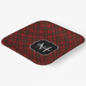 Assiettes En Carton Rouge tartan Noël plaid hiver motif Monogramme (Angulaire)