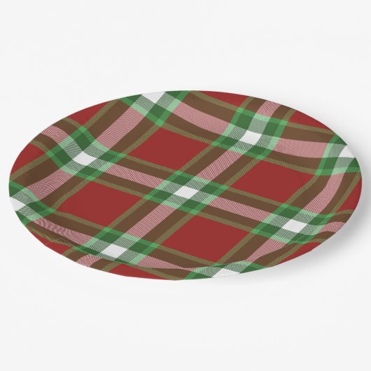 Assiettes En Carton Rouge Vert blanc Cool Rouge Lumberjack Plaid Motif (Angle)