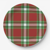 Assiettes En Carton Rouge Vert blanc Cool Rouge Lumberjack Plaid Motif (Devant)