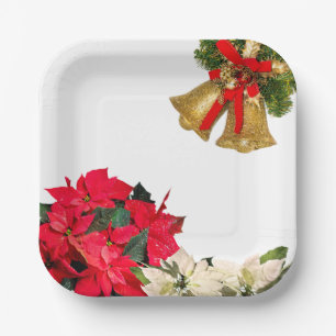 Assiettes En Carton Rouge, Vert et Faux Gold Holiday