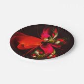 Assiettes En Carton Rouge Vert Floral Moderne Art Abstrait Motif #02 (Angle)