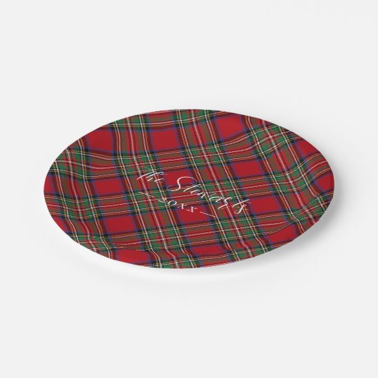 Assiettes En Carton Rouge Vert Plaid Rustique Classique Tartan (Angle)