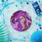 Assiettes En Carton Rouge violet Abstrait Marbre moderne Fluid Art (Fête)