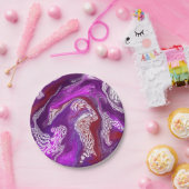 Assiettes En Carton Rouge violet Abstrait Marbre moderne Fluid Art (Fête)