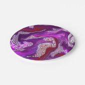 Assiettes En Carton Rouge violet Abstrait Marbre moderne Fluid Art (Angle)