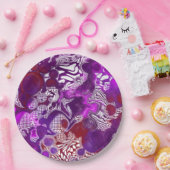 Assiettes En Carton Rouge violet Abstrait Marbre moderne Fluid Art (Fête)