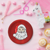 Assiettes En Carton Rouge visage Père Noël rétro (Fête)