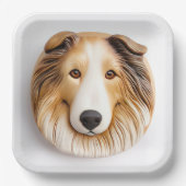 Assiettes En Carton Rough Collie Chien 3D Inspiré (Recto)