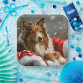 Assiettes En Carton Rough Collie Chien Festif de Noël (Fête)