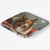 Assiettes En Carton Rough Collie Chien Festif de Noël (Angulaire)