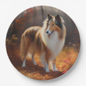 Assiettes En Carton Rough Collie dans l'automne Leaves automne Inspire (Devant)