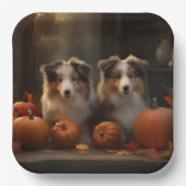 Assiettes En Carton Rough Collie Puppy Automne Citrouille de plaisir (Recto)