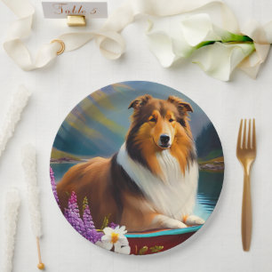 Assiettes En Carton Rough Collie sur une pagaie : une aventure Pittore