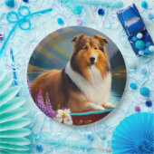 Assiettes En Carton Rough Collie sur une pagaie : une aventure Pittore (Fête)