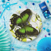 Assiettes En Carton Rouleaux d'oeuvres de papillon noir et jaune vert (Fête)