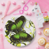 Assiettes En Carton Rouleaux d'oeuvres de papillon noir et jaune vert (Fête)