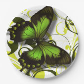 Assiettes En Carton Rouleaux d'oeuvres de papillon noir et jaune vert (Devant)