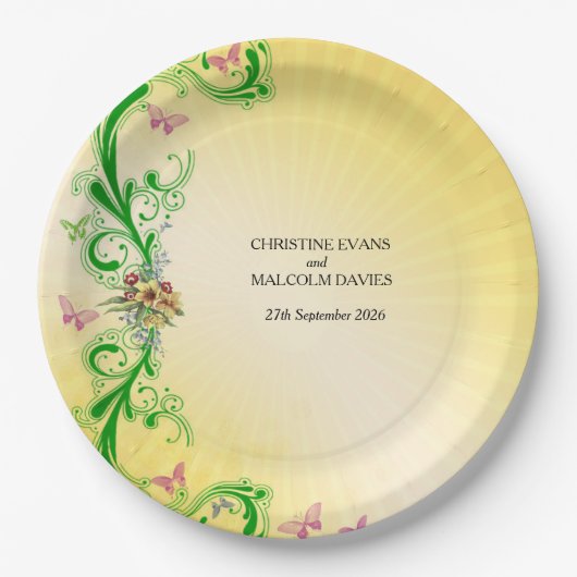 Assiettes En Carton Rouleaux et papillons (Devant)