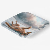 Assiettes En Carton Roulement De Setter Irlandais Dans La Neige (Angulaire)