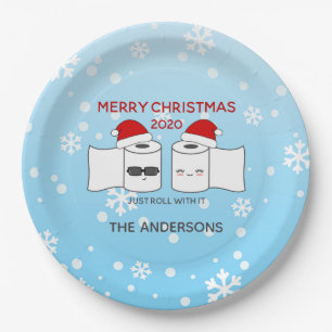 Assiettes En Carton Rouler Avec It Toilet Papier Drôle Covid-19