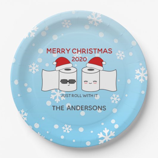 Assiettes En Carton Rouler Avec It Toilet Papier Drôle Covid-19 (Devant)