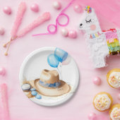 Assiettes En Carton Round 'Em Up - Baby shower Aquarelle Cowboy (Fête)